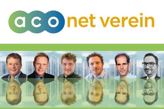 ACOnet Verein-Logo mit Portraits des Vorstands