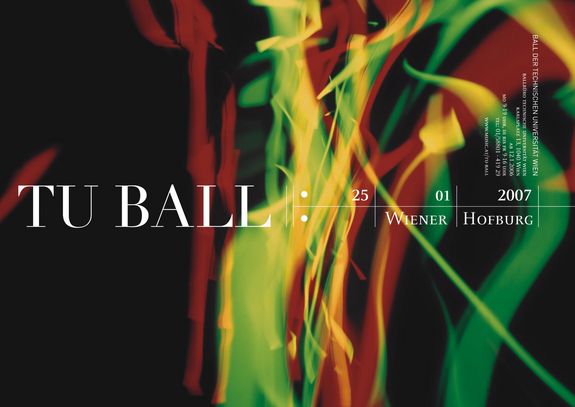Mit ihrem kraftvollen Entwurf verleihen Shanna Danek und Marianne Kampel dem Erscheinungsbild des TU Balls nicht nur ein neues Outfit sondern setzen darüber hinaus einen anregenden Impuls in der Kooperation der Technischen Universität mit der Universität für Angewandte Kunst.