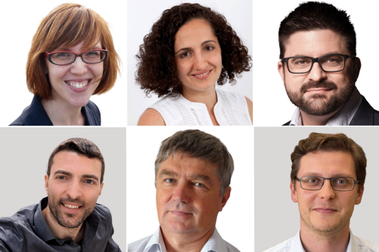 Collage mit sechs Porträtbildern mit hellem Hintergrund.