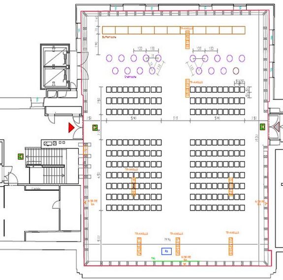 Kuppelsaal CAD Layout cinema seating with catering