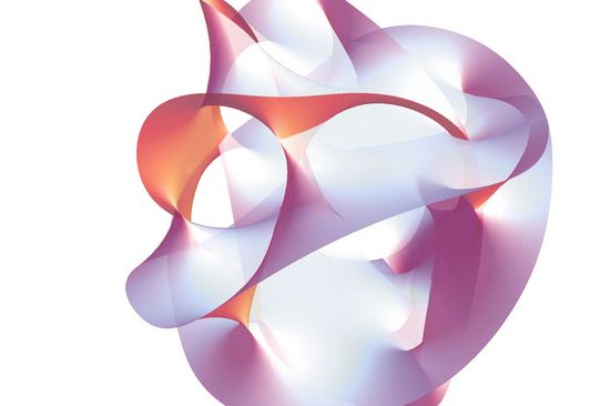 Ein Schnitt durch eine 6-dimensionale Calabi-Yau-Mannigfaltigkeit, dargestellt durch Einbettung in unseren 3-dimensionalen Raum.