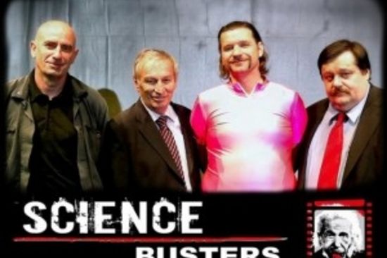 Die kandidierenden Science Busters (v. l.n.r.): Christian Gallei, Heinz Oberhummer, Martin Puntigam und Werner Gruber Copyright: Abdula