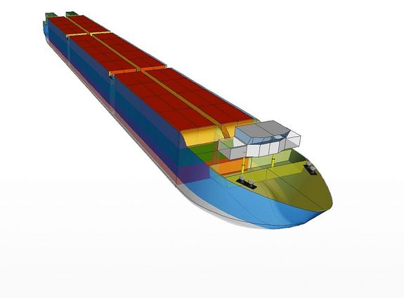 So sollen die neuen Donauschiffe aussehen - optimal bepackt mit Containern