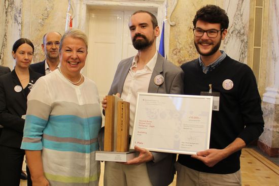 Sozialministerin Beate Hartinger-Klein, Michael Traml und Andreas Dünser