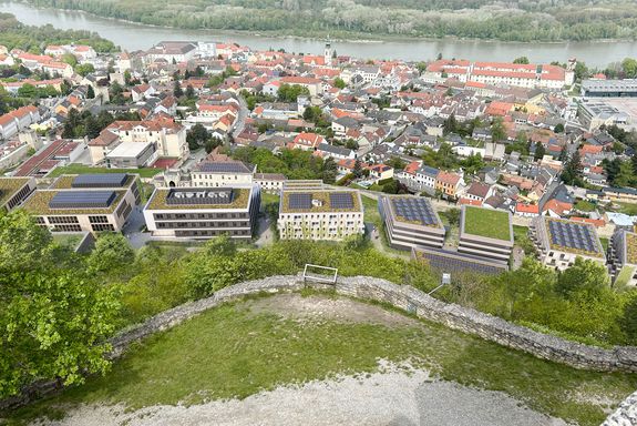 Rendering Bildungscampus Hainburg mit Blick vom Schlossberg