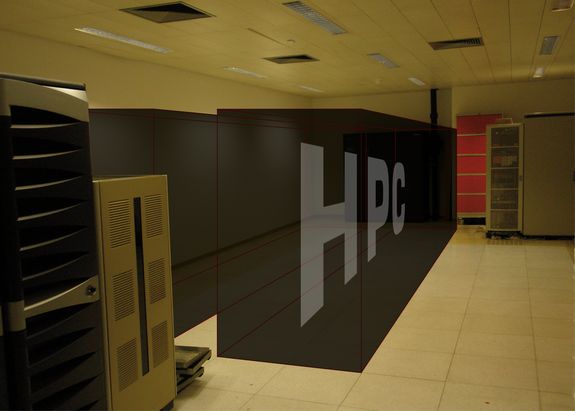 Im speziell adaptierten Serverraum entsteht das gekapselte Zuhause des Supercomputers an der TU Wien