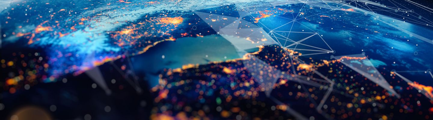 Weltkugel mit Datennetz