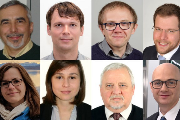 Porträtfotos von acht Menschen