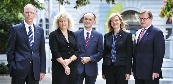 Neues Rektorat der TU Wien: v.l.n.r.: Adalbert Prechtl, Sabine Seidler, Johannes Fröhlich, Anna Steiger, Paul Jankowitsch