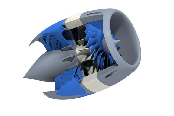 Renderung of a turbine, engine