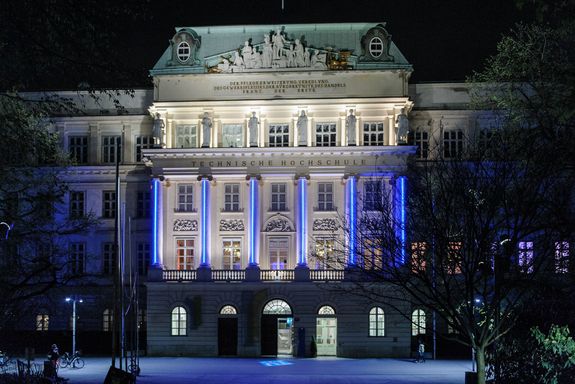 Main building at night