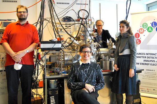 Four people in the lab