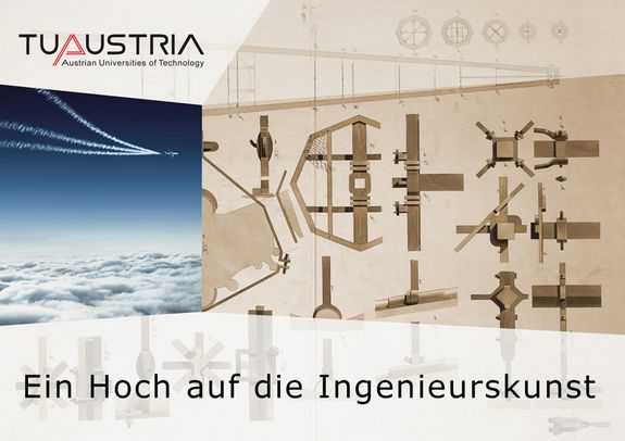 Plakat: "TU Austria, Ein Hoch auf die Ingenieurkunst"