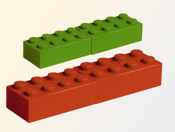 Kristalle unterschiedlicher Gitterkonstante sind schwer aneinander anzupassen – wie unterschiedlich große Legosteine.