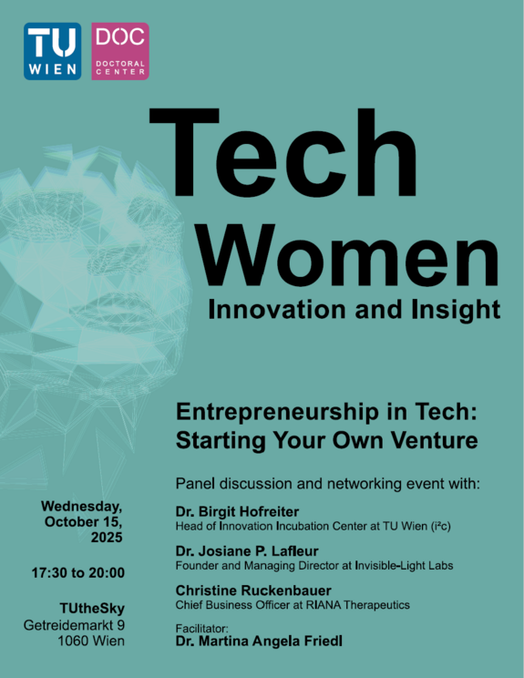 Invitation to the TUW DOC Center's first Tech Women event