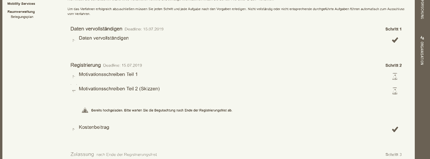 Screenshot Studien-VoR-Phase