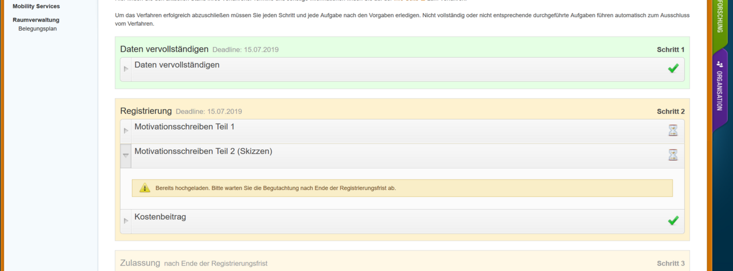 Screenshot Studien-VoR-Phase