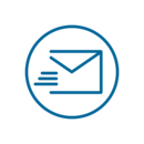 Unser Kontakt Icon: Kuvert im Kreis.