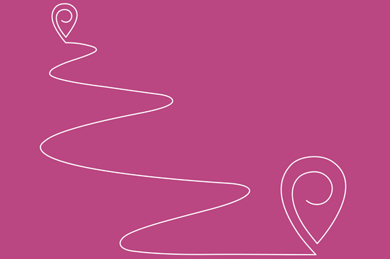 White One-Line-Drawing of path in front of pink background.