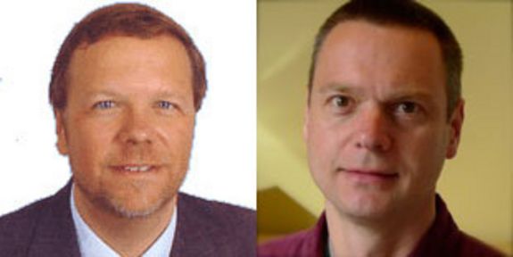 Zwei Portraits auf einem Foto. Links Georg Gottlob. Rechts Stefan Szeider