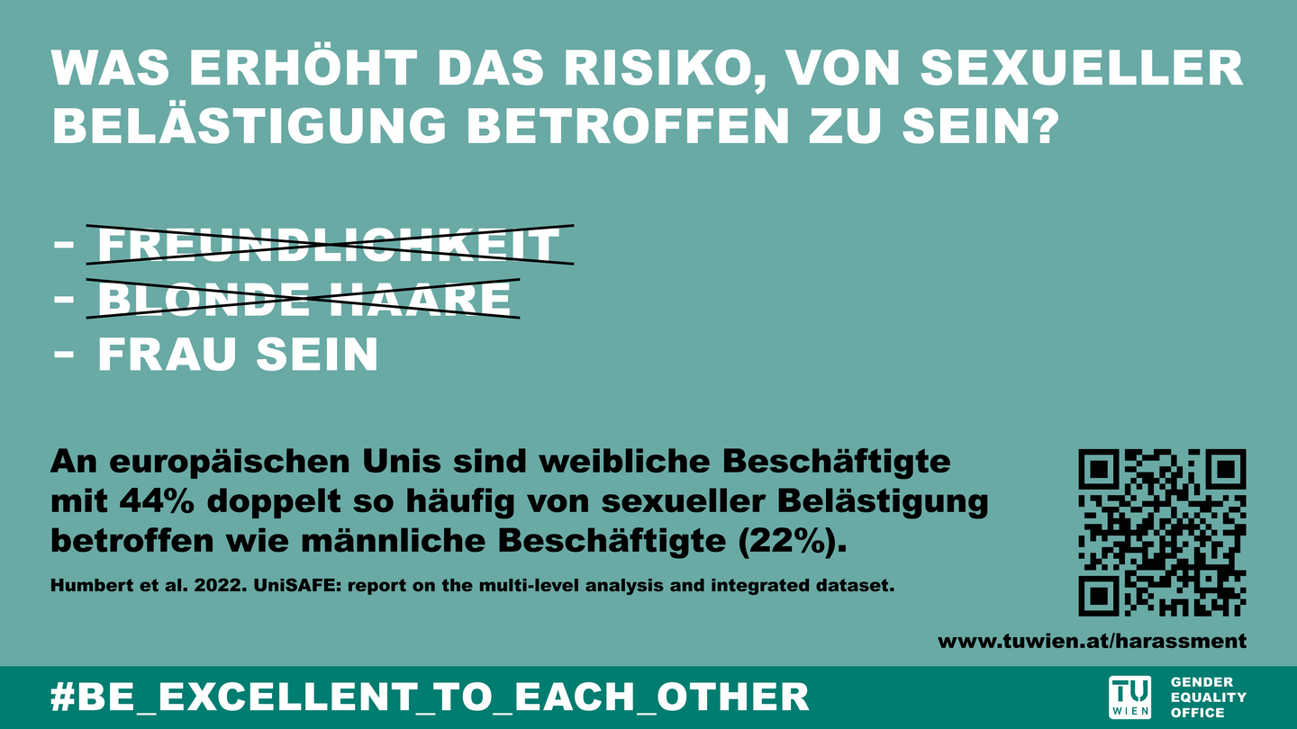 Ein Text auf türkisem Hintergrund. Der Text umfasst ein Sujet der Awarenesskampagne.