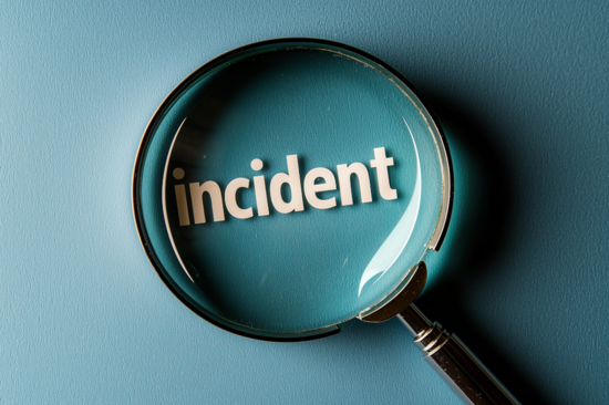 Das Wort "incident" wird mit einer Lupe vergößert