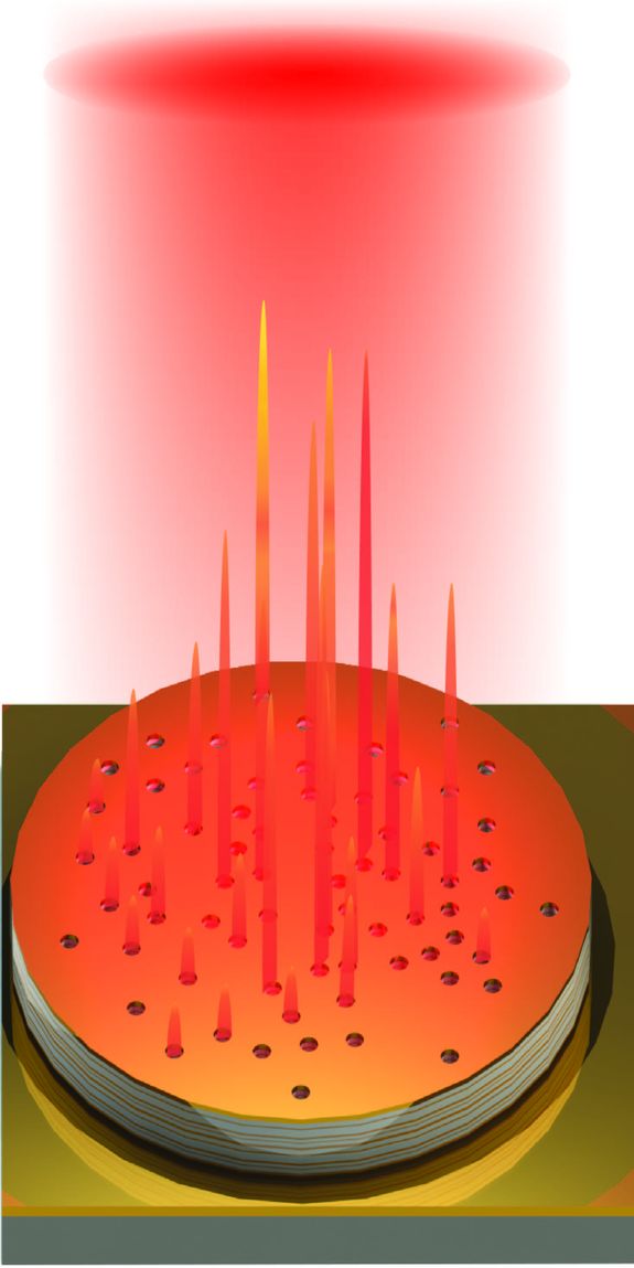 [Translate to English:] Der Zufallslaser strahlt nicht in alle Richtungen, sondern gezielt nach oben.
