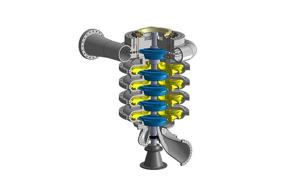 Grüner Stromspeicher mit Pumpturbine Modulare Pumpturbine - technische Zeichnung