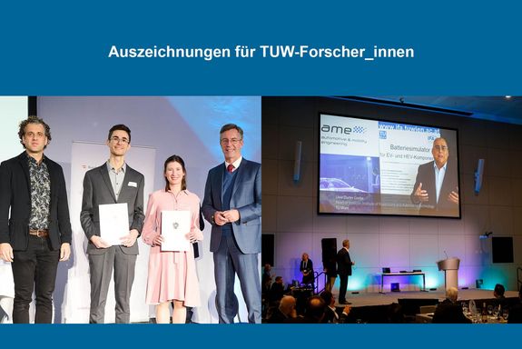 Collage Auszeichnung, blauer Hintergrund, davor 2 Bilder der Sieger