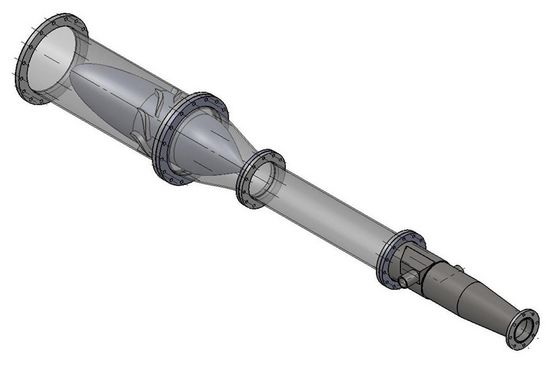 Im Rohr wird der Wasserstrom in Rotation versetzt, die Partikel werden abgeschieden.