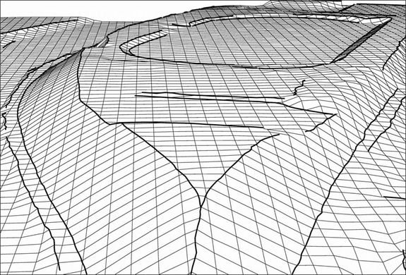 Abb. 3: Geländemodell mit Bruchkanten aus ALS-Daten