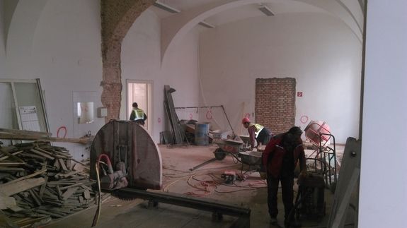 Bauarbeiten in der zukünftigen Modellbauwerkstatt