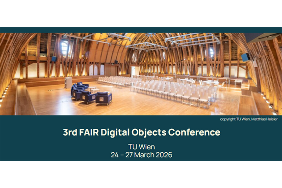 The image shows a photo of an empty event room, with information about the name, time and location of the conference below.