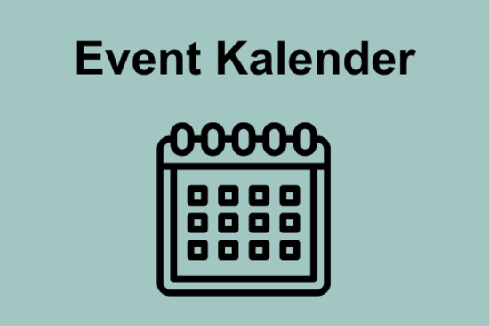Einfache Grafik eines Kalenders mit Schriftzug Eventkalender darüber.