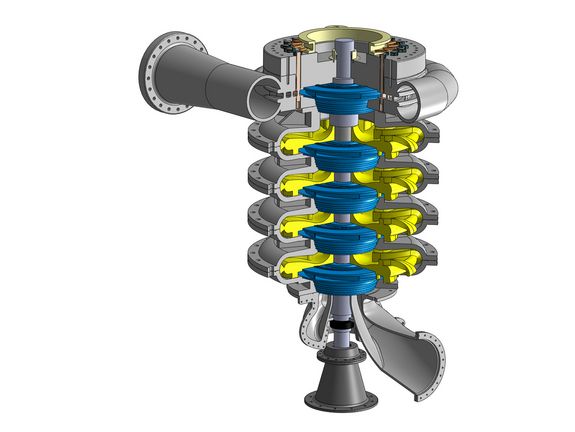 Das neue Pumpturbinenmodell - aus mehreren Modulen zusammengesetzt. Das neue Pumpturbinenmodell - aus mehreren Modulen zusammengesetzt.