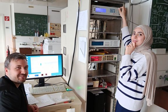 Two people in the lab