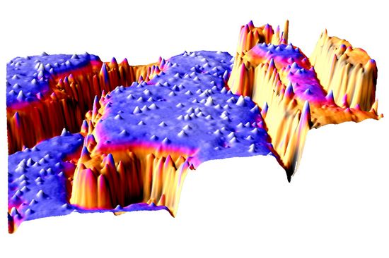 Winzige Stufen auf Titanoxid-Oberflächen