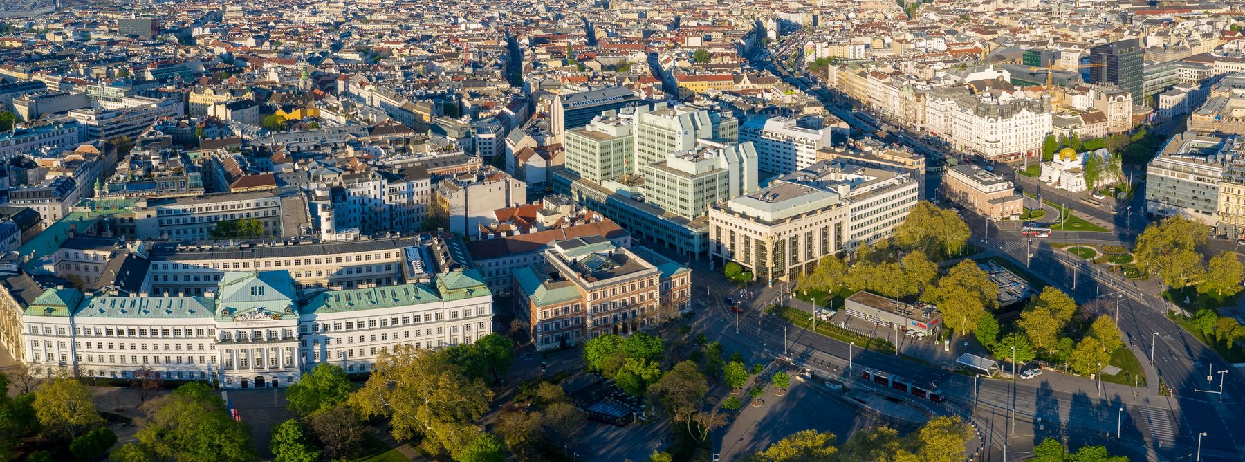 Drohnenaufnahme des Campus Karlsplatz der TU Wien