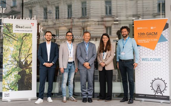 Fabian Key (TU Wien), Marco De Paoli (TU Wien), Marek Behr (GACM President), Antonia Wagner (TU Wien), Norbert Hosters (GACM Secretary General) 