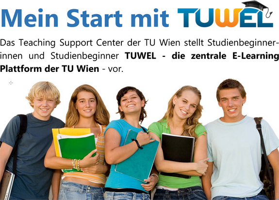 Fünf junge Menschen mit Büchern