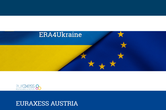 [Translate to English:] Logo der Aktion ERA4Ukraine, Bildkombination ukrainische Flage und EU-Flagge