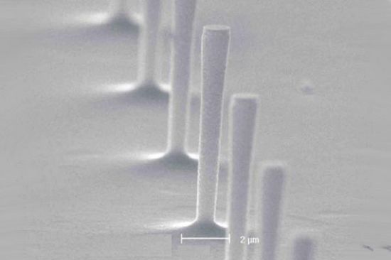 Elektronenmikroskopische Aufnahme von Mikroresonatoren mit Quantendots