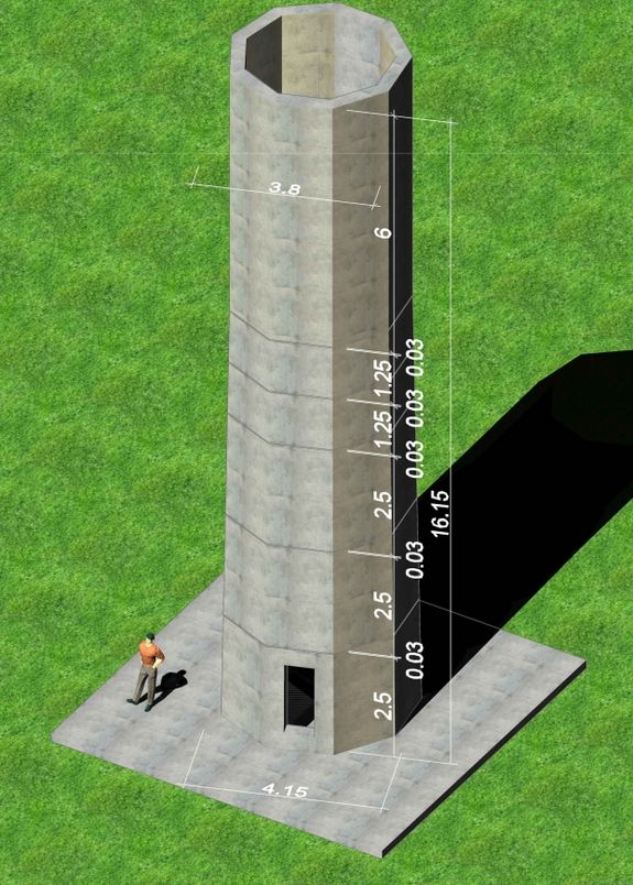 3D-Rendering des Betonturms