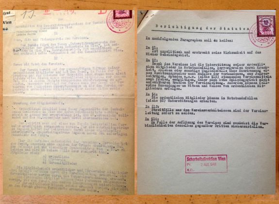 Die originale erste sowie letzte Seite der Originalstatuten