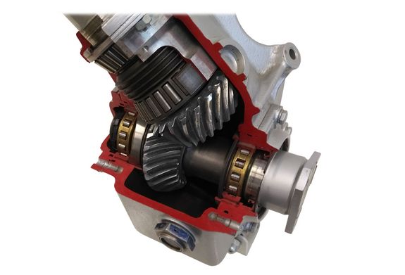 Cutaway model of a bevel gear