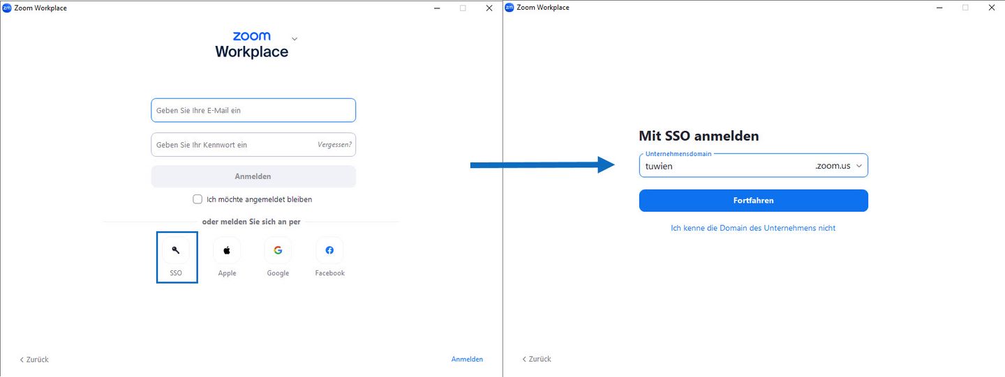 Login via SSO im Zoom Client