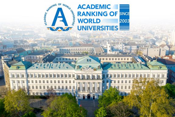 TU Wien Luftbild mit Logo des Shanghai Ranking