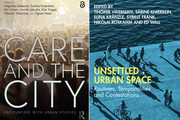 Zwei Buchcover der Publikationen: "Care and the City" und "Unsettled Urban Space".