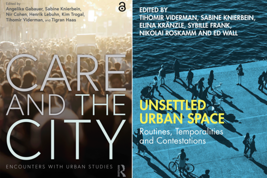 Zwei Buchcover der Publikationen: "Care and the City" und "Unsettled Urban Space".