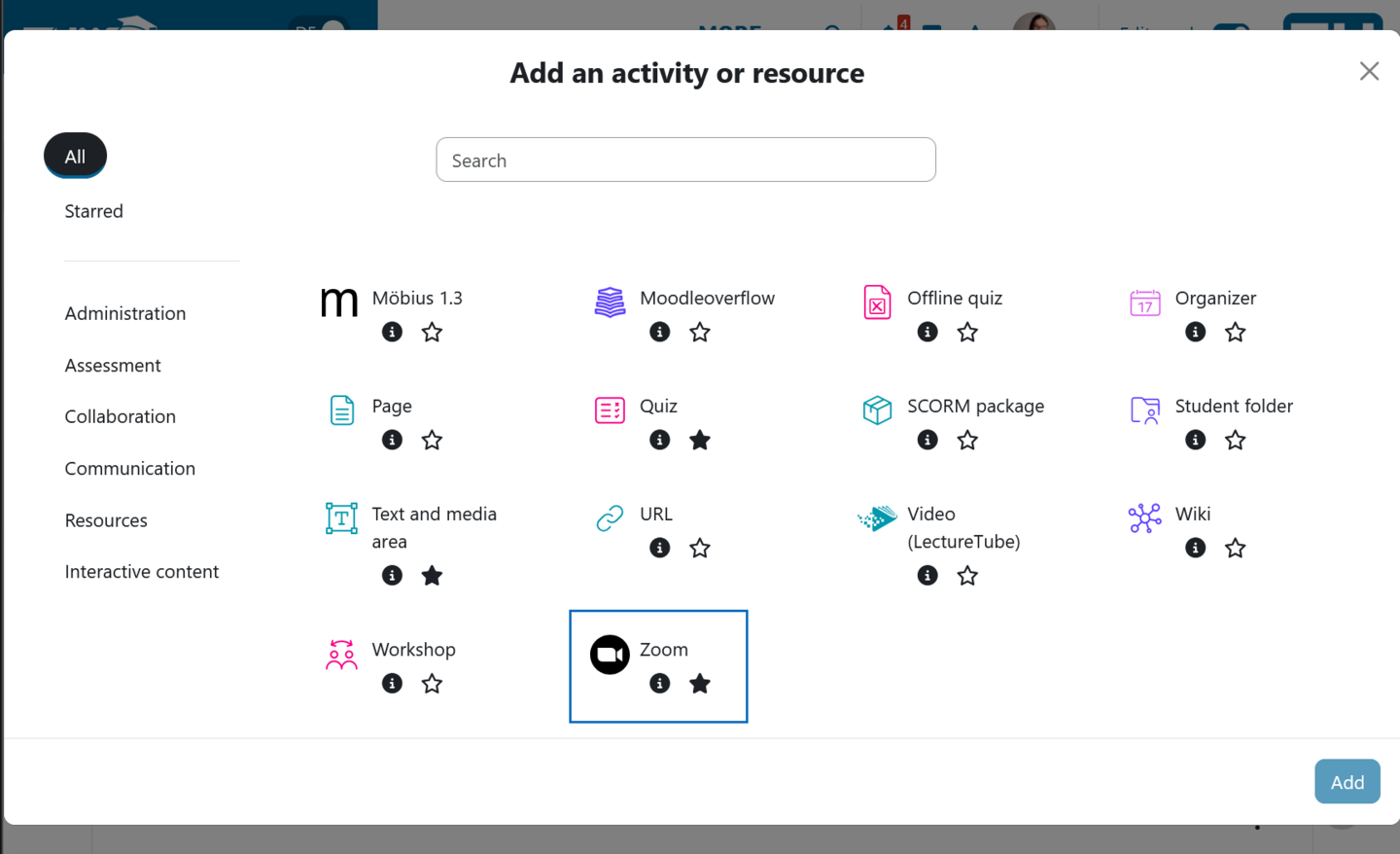 Activity chooser in TUWEL